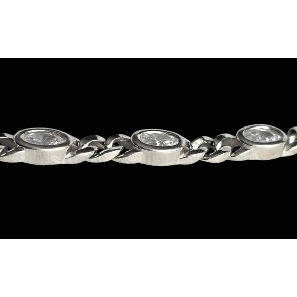 New Tocara Sterling Silver Bracelet Oval DiAmi Crystals Sparkle Curb Link 7.75" - Picture 9 of 12